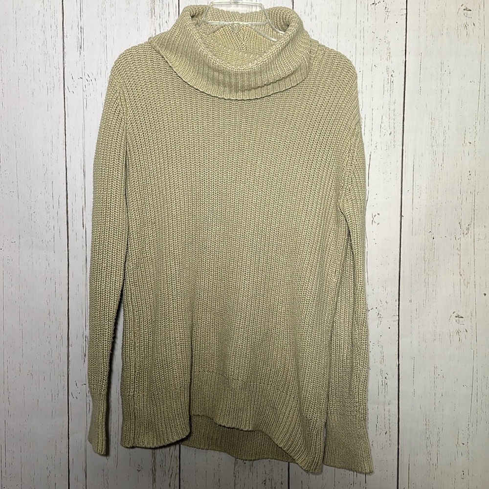 Abercrombie & Fitch Tan Chunky Knit Oversized Turtleneck Sweater Size Small